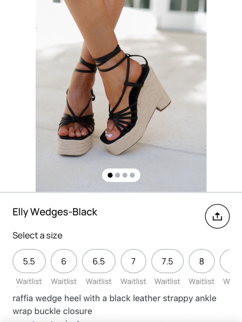 Elly Strappy Raffia Wedge Sandals - Black
